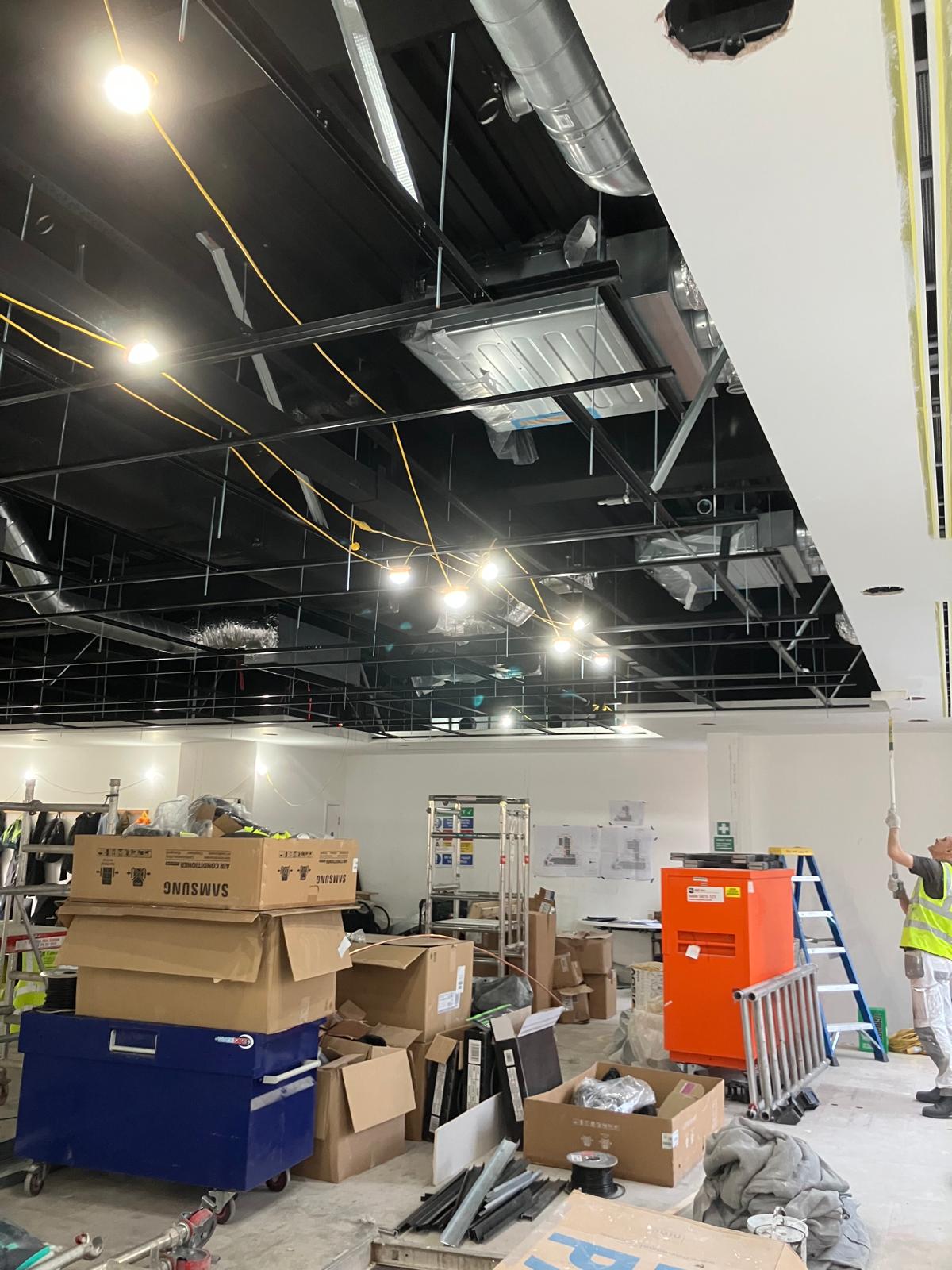 Ceiling grid and M&E services overhead